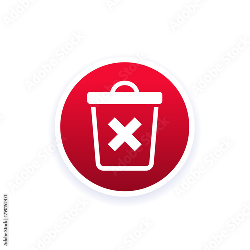 delete icon with trash bin, vector