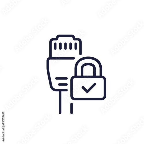 ethernet cable and a lock line icon photo