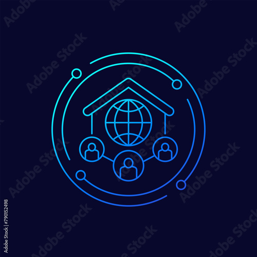 home network users icon, linear design