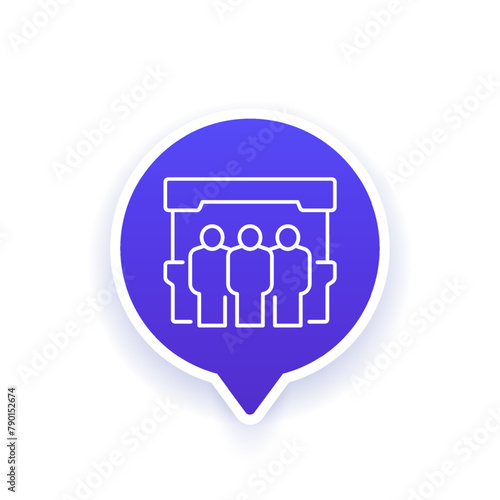 booth, exhibition stand icon, linear vector