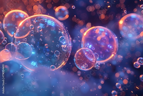 Soap bubbles floating in the air background.