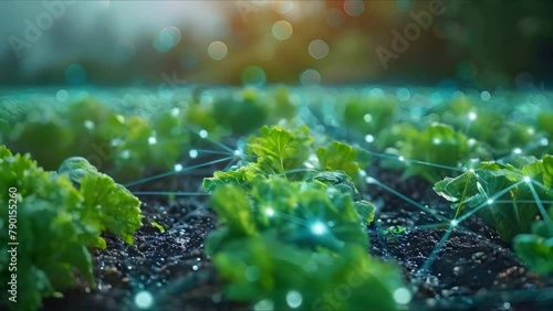 IoT-Enhanced Smart Agriculture - The Future of Farming Efficiency. Concept Agriculture, IoT, Efficiency, Smart Farming, Future Technology photo