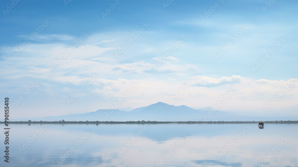 Illustrations generated by AI showcasing the beautiful scenery of water and sky blending together