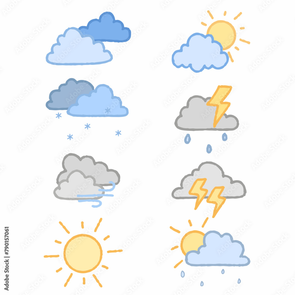 collection of cute weather illustration collection of cute weather illustration