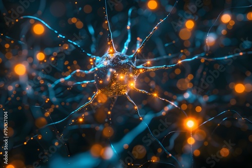 Glowing Neural Network Connections in a Futuristic Cybersecurity Battlefield