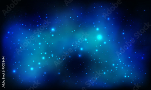 Space background realistic blue nebula shining stars cosmos stardust milky way galaxy infinite universe and starry night vector