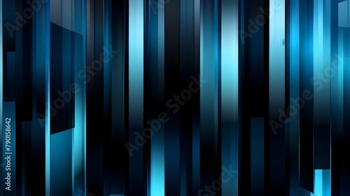Mesmerizing Digital Backdrop with Vertical Streight Lines and Geometric Blocks in Contrasting Shades of Blue and Black