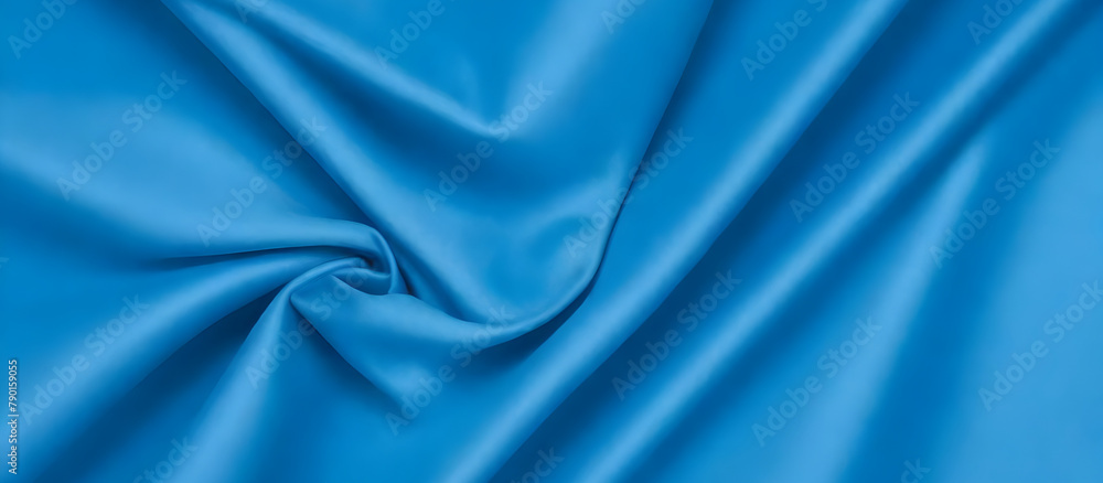 Detailed close up of a vibrant blue fabric texture, showcasing intricate weave patterns and shades of blue