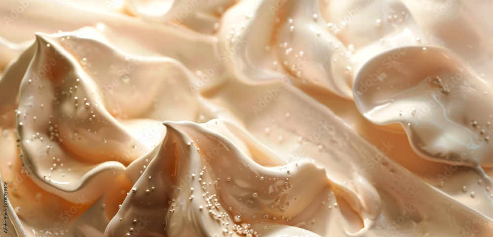 Top view of delicious vanilla ice cream texture close up. Top view of delicious vanilla ice cream texture close up.