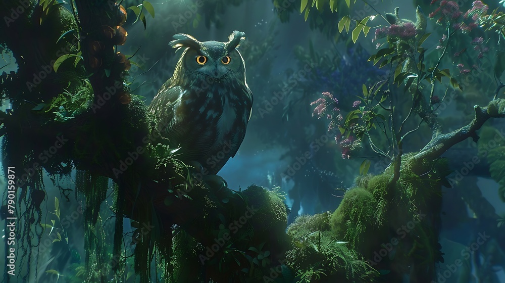 Sentinel of Wisdom: An Old Owl Perches Majestically, Its Eyes Gleaming with Ageless Knowledge, Silent Guardian of the Night, Inspiring Reverence and Reflection in its Noble Presence.