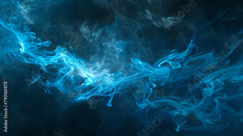 Amidst the infinite expanse of nothingness, a solitary wisp of electric blue smoke coils and undulates, exuding an otherworldly energy that defies comprehension.