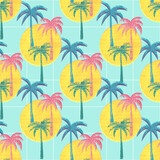 retro seamless pattern with palm trees