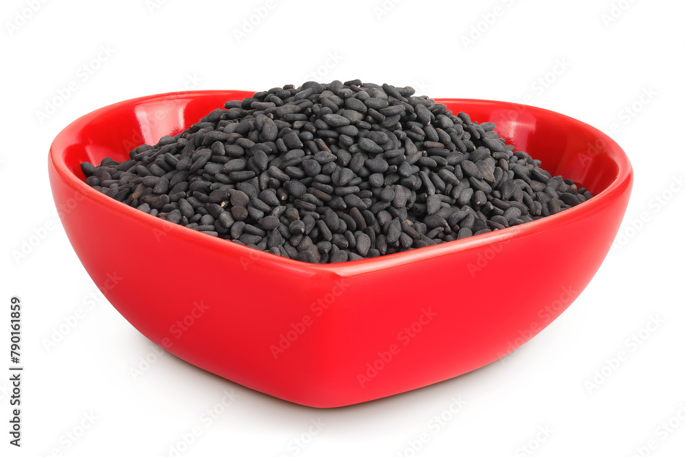 black sesame seeds in ceramic bowl isolated on white background with full depth of field black sesame seeds in ceramic bowl isolated on white background with full depth of field