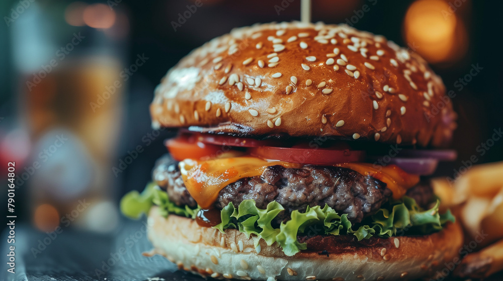 hamburger on a table hamburger on a table