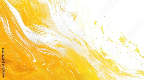 Abstract paint waves background banner illustration - Yellow white color banner texture