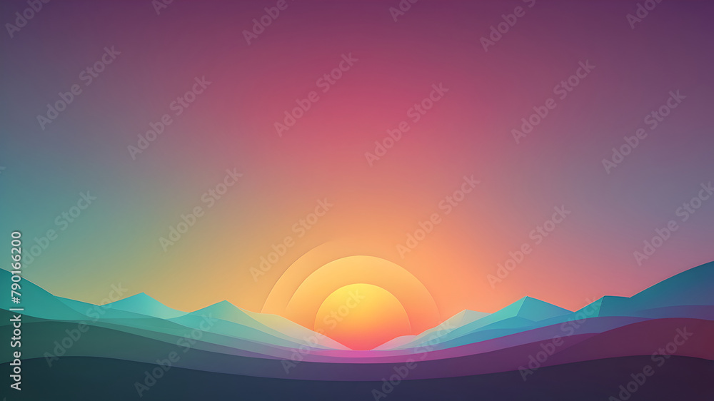 Colorful Sunset Gradient Vector Background,Simple form and blend of color spaces as contemporary background graphic backdrop