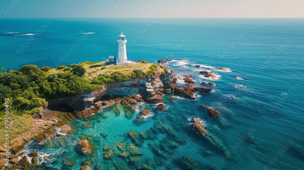 Fototapeta premium A picturesque lighthouse on a rocky Australian coastline.