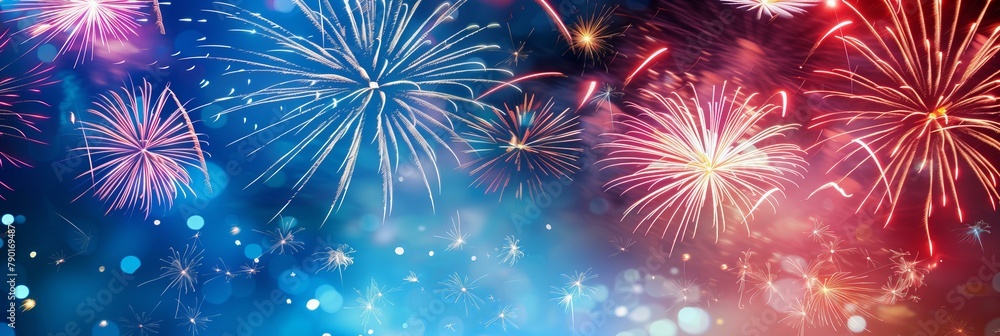 4th of July white red and blue scenic fireworks in the sky 4th of July white red and blue scenic fireworks in the sky