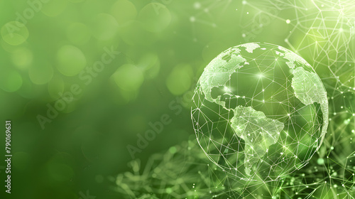 Globe concept made of low poly wireframe on a green background. Globes symbolizing global communication. international business