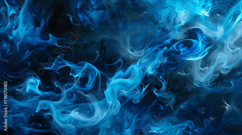 Ethereal tendrils of azure mist dance gracefully against a midnight void, evoking a sense of electrifying power and mystique.