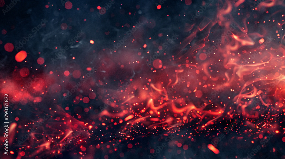 Fiery red sparks dancing in chaotic harmony on a backdrop of emptiness