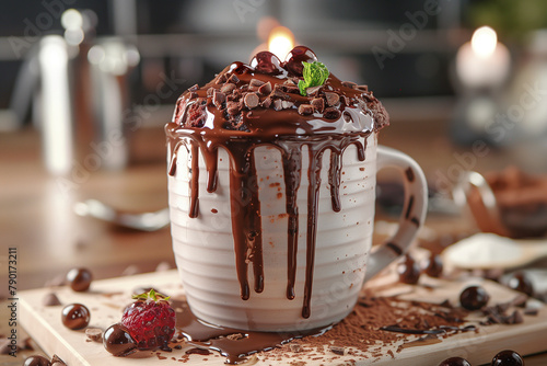 Chocolate fondant lava cake in a cup photo