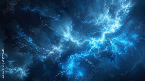 In the cosmic silence  a solitary stream of electric blue mist meanders  its ethereal shape mirroring the ferocious crackle of a lightning bolt  captivating all who behold its magnificence.