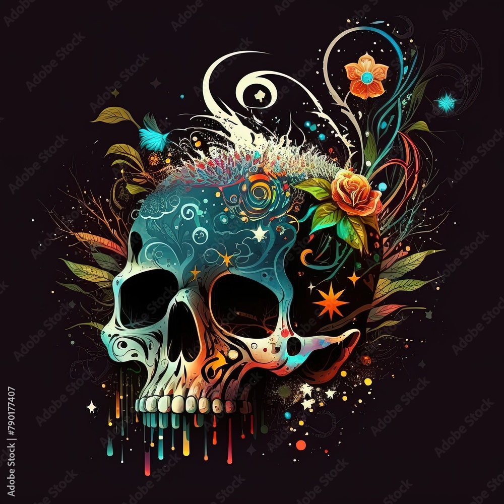 Mystical and Macabre Skull Illustrations Set on Moody Black Backgrounds, Perfect for Dark and Sinister Designs Mystical and Macabre Skull Illustrations Set on Moody Black Backgrounds, Perfect for Dark and Sinister Designs
