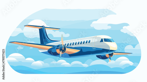 Airplane flying with clouds isolated icon 2d flat c