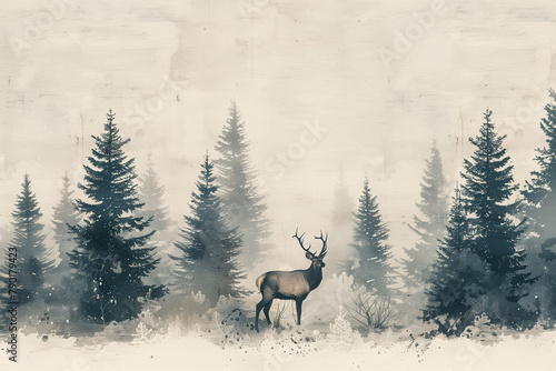 deer in winter forest