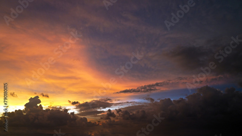 Sunset sky with colorful clouds background. Natural nature landscape backgrounds. Dramatic sky cloud.