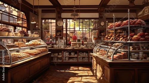 Bakery Interior and Ambiance  The warm  inviting atmosphere of a bakery. -