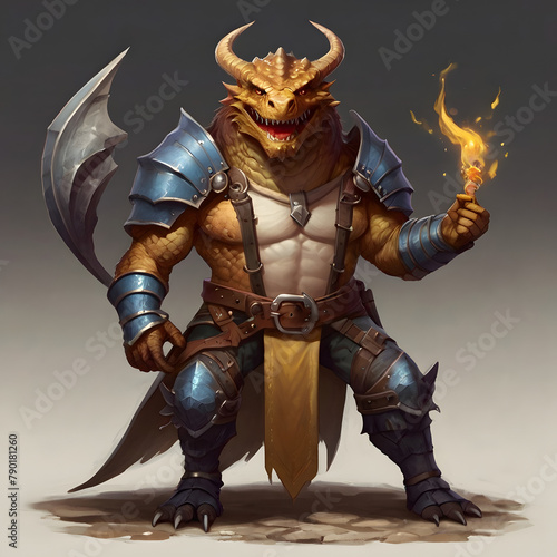 dungeon and dragon fantasy art character horned dragon warrior 