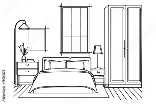 Interior of a room, bedroom in a modern style