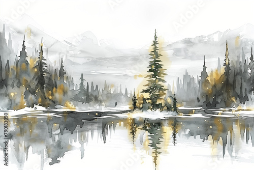 landscape with lake and mountains