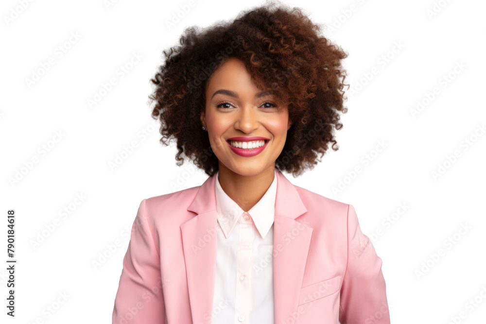Portrait of beautiful African American Business woman wear bright suit ...
