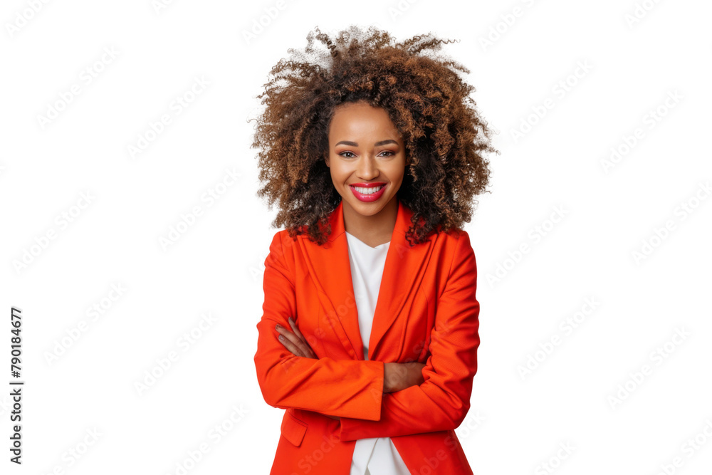 Portrait of beautiful African American Business woman wear bright suit ...
