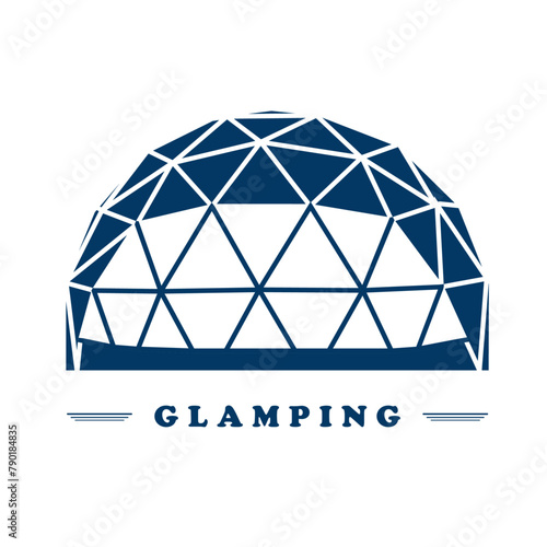 Glamping Silhouette of Modern Camping. Vector Illustration