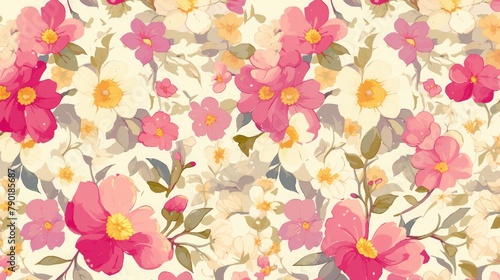 Illustration of a flower pattern background in 2d format