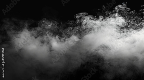 Abstract Smoke or Misty Fog on Isolated on a Black Background. Texture Overlays or Design Element 