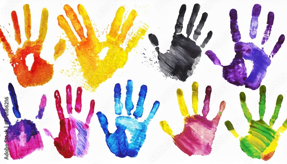 Fototapeta premium Hand Print Rainbow: Watercolor Delight