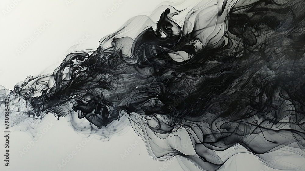 Upon an empty canvas, tendrils of obsidian smoke unfurl with silent grace, casting shadows of forgotten memories and lost aspirations in their delicate wake.