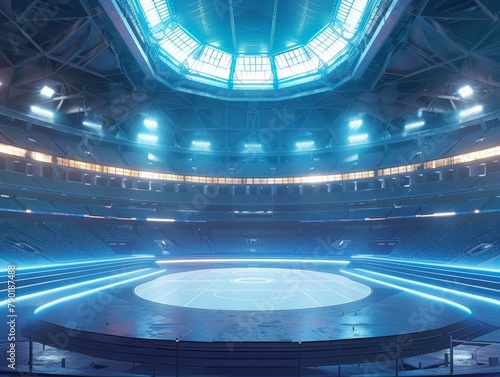 futuristic gladiator arena battles in coliseum cyberpunk future sci-fi fight art