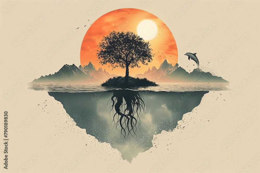 Flourishing tree with deep roots. A symbol of growth and resilience ...