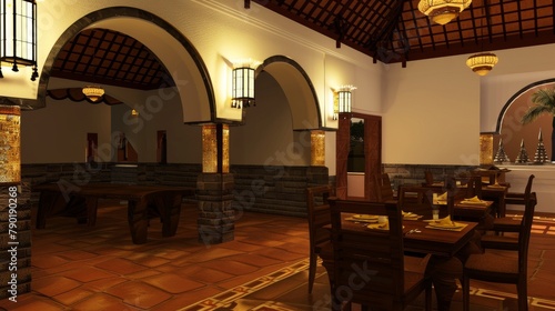 3D CG rendering of Hotel and restaurant. 3D CG rendering. photo