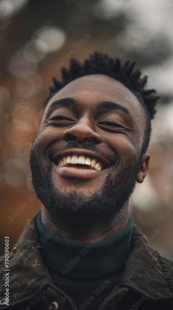 Close-up of a happy black man smiling