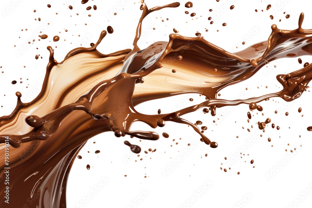 Dynamic Cocoa Milk Splash Isolated on White or Transparent Background Dynamic Cocoa Milk Splash Isolated on White or Transparent Background