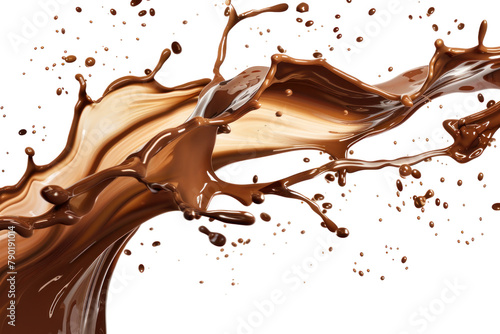 Dynamic Cocoa Milk Splash Isolated on White or Transparent Background