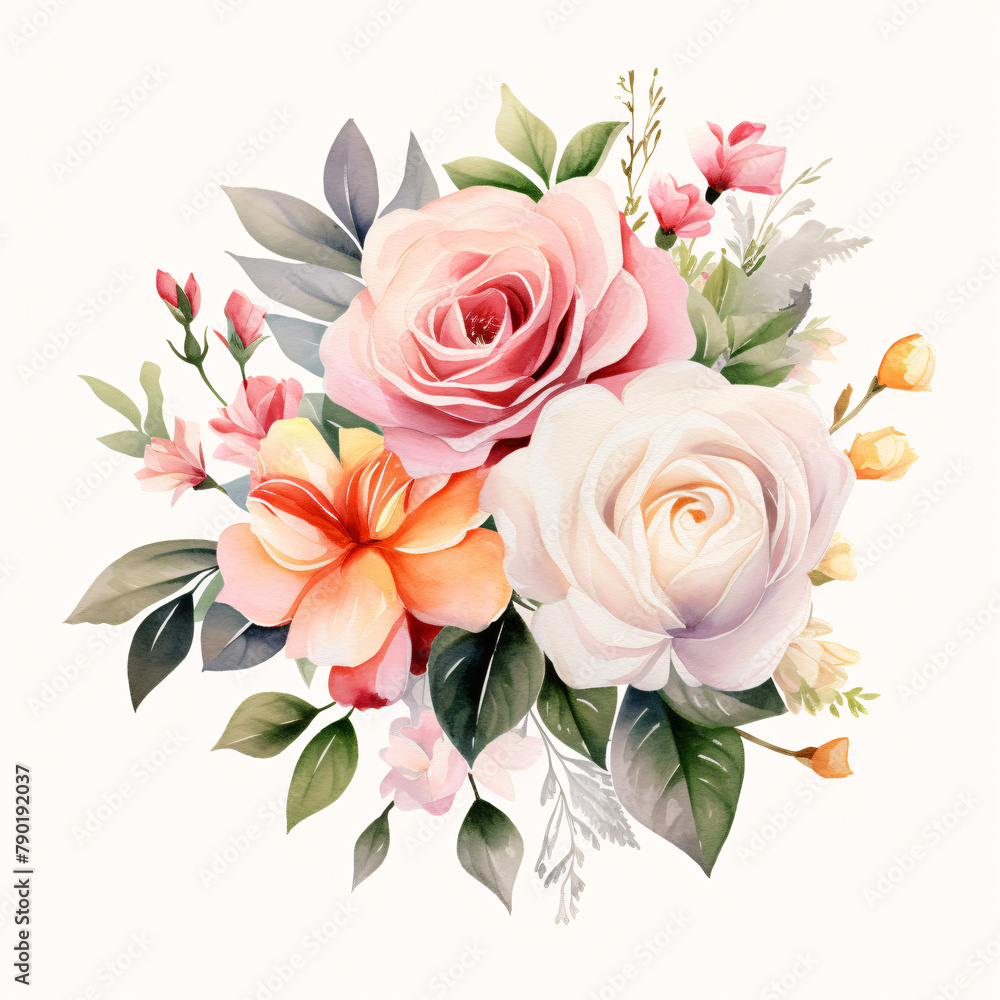 spring flower bouquet watercolor clip art	