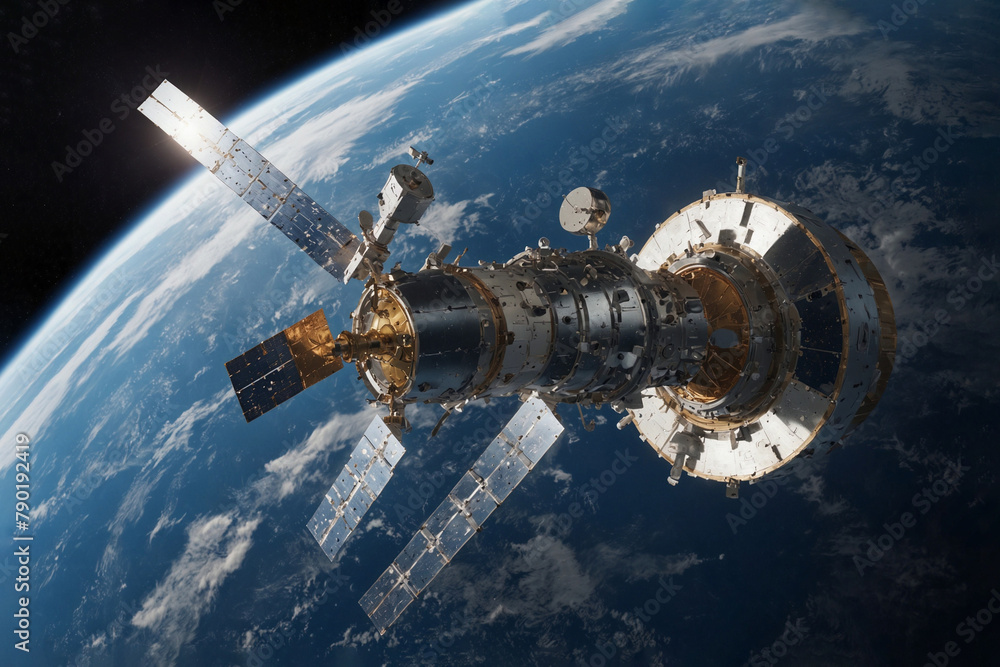 Space satellite orbiting the Earth. Space satellite orbiting the Earth.
